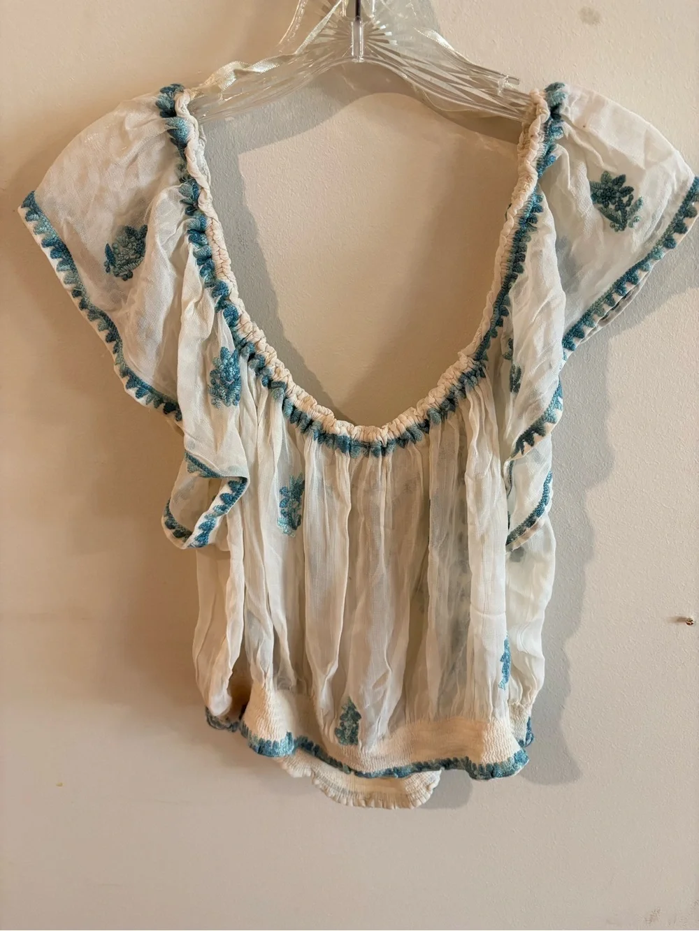 Free People Day Trippin  Top with Light turquoise Embroidery* gorgeous *